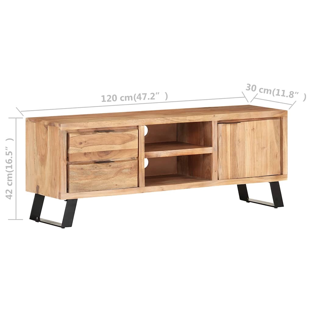 Έπιπλο Τηλεόρασης Live Edge 120x30x42 εκ. Μασίφ Ξύλο Ακακίας