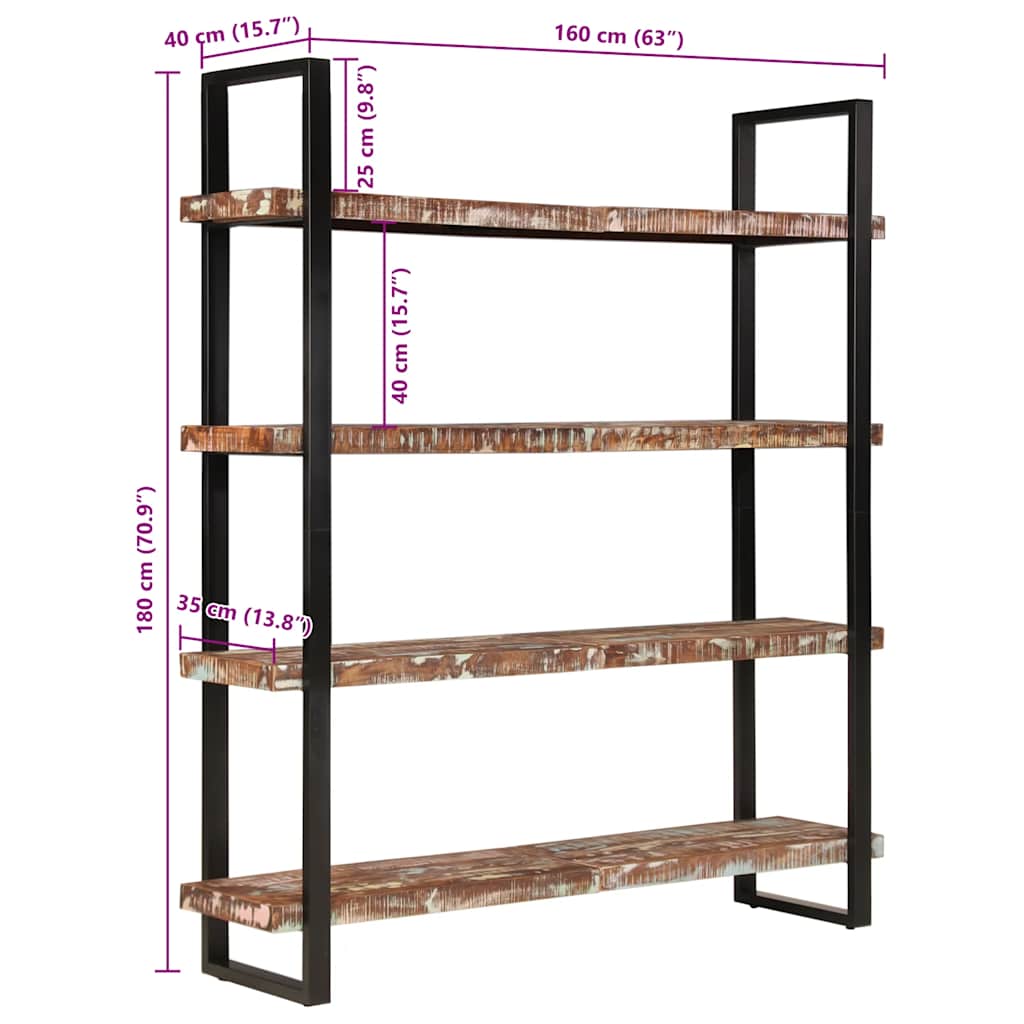 Βιβλιοθήκη με 4 Επίπεδα 160x40x180 εκ. Μασίφ Ανακυκλωμένο Ξύλο