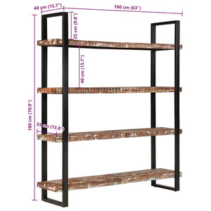 Βιβλιοθήκη με 4 Επίπεδα 160x40x180 εκ. Μασίφ Ανακυκλωμένο Ξύλο