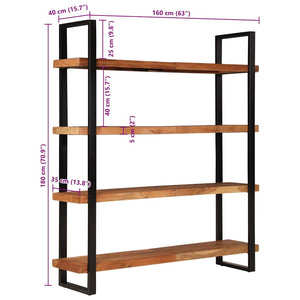 Βιβλιοθήκη με 4 Επίπεδα 160 x 40 x 180 εκ. Μασίφ Ξύλο Ακακίας