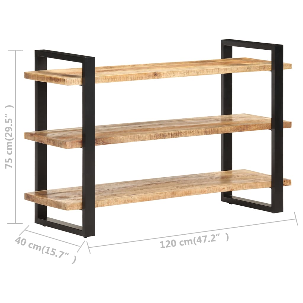 Ραφιέρα με 3 Ράφια 120 x 40 x 75 εκ. Ακατέργαστο Ξύλο Μάνγκο