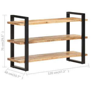 Ραφιέρα με 3 Ράφια 120 x 40 x 75 εκ. Ακατέργαστο Ξύλο Μάνγκο