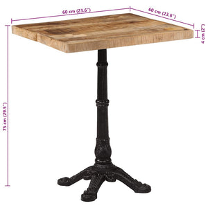 Τραπέζι Bistro 60 x 60 x 77 εκ. Ακατέργαστο Ξύλο Μάνγκο