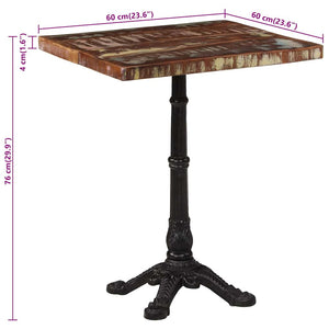 Τραπέζι Bistro 60 x 60 x 76 εκ. Μασίφ Ανακυκλωμένο Ξύλο