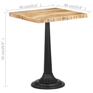 Τραπέζι Bistro 60 x 60 x 76 εκ. Ακατέργαστο Ξύλο Μάνγκο