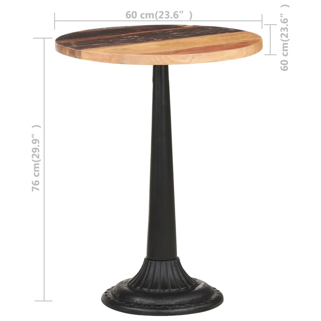 Τραπέζι Bistro Ø60 x 76 εκ. Μασίφ Ανακυκλωμένο Ξύλο