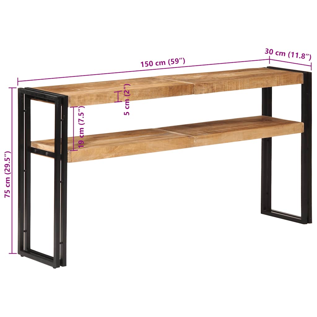 Τραπέζι Κονσόλα 150 x 30 x 75 εκ. από Ακατέργαστο Ξύλο Μάνγκο