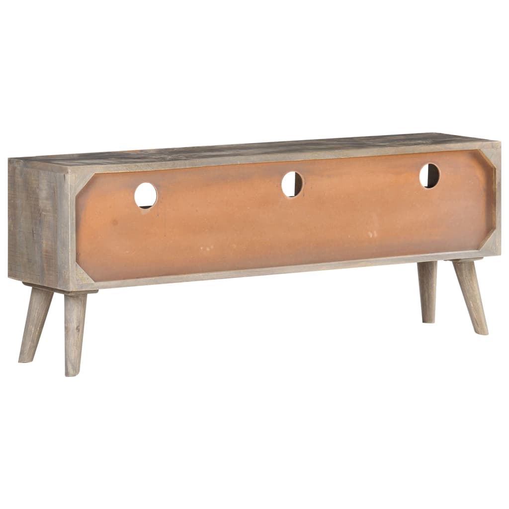 Έπιπλο Τηλεόρασης Γκρι 130x35x51 εκ. Μασίφ Ακατέργαστο Μάνγκο