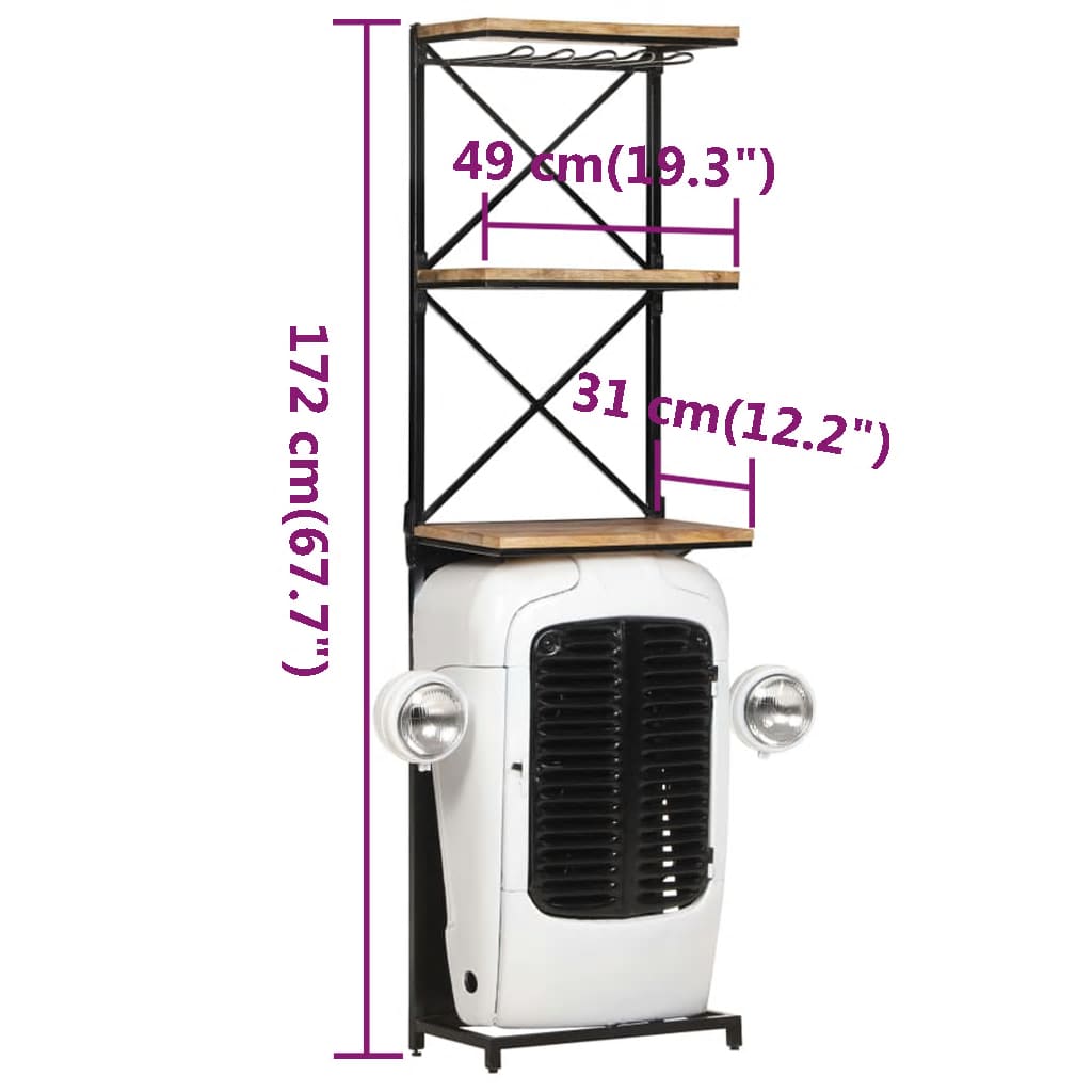 Κάβα Κρασιών Λευκή Όψη Τρακτέρ 49x31x172 εκ. Μασίφ Ξύλο Μάνγκο