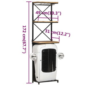 Κάβα Κρασιών Λευκή Όψη Τρακτέρ 49x31x172 εκ. Μασίφ Ξύλο Μάνγκο