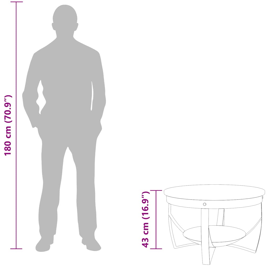 Τραπεζάκι Σαλονιού Ø68 x 43 εκ. από Μασίφ Ξύλο Ακακίας