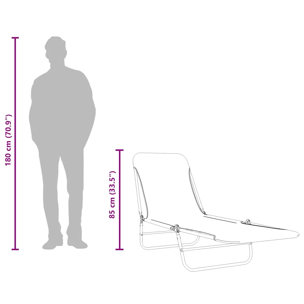 Ξαπλώστρες Πτυσσόμενες 2 τεμ. Πράσινες από Ατσάλι / Ύφασμα - PAKOBAZAAR