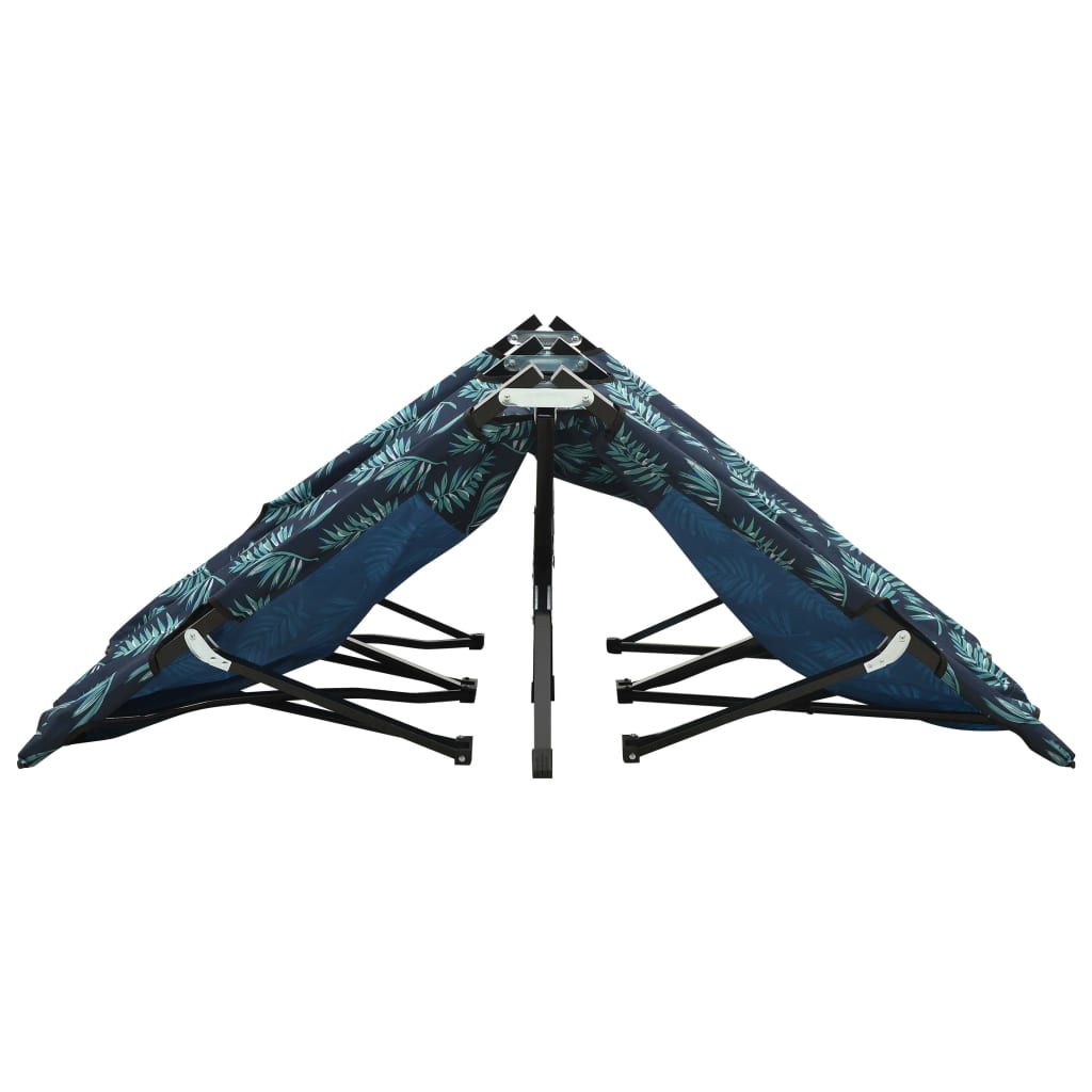 Ξαπλώστρα Δύο Ατόμων Πτυσσόμενη Σχέδιο Φύλλων Ατσάλινη - PAKOBAZAAR