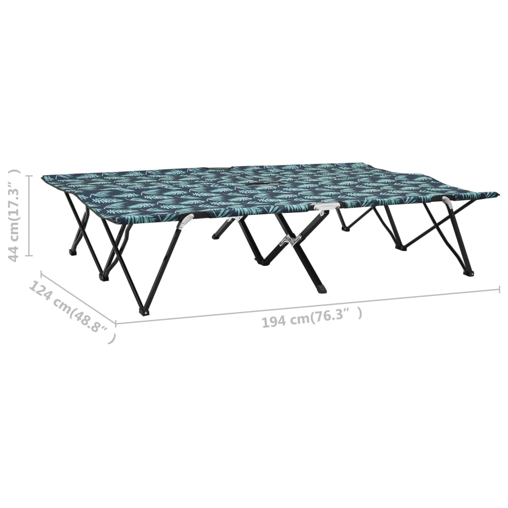 Ξαπλώστρα Δύο Ατόμων Πτυσσόμενη Σχέδιο Φύλλων Ατσάλινη - PAKOBAZAAR