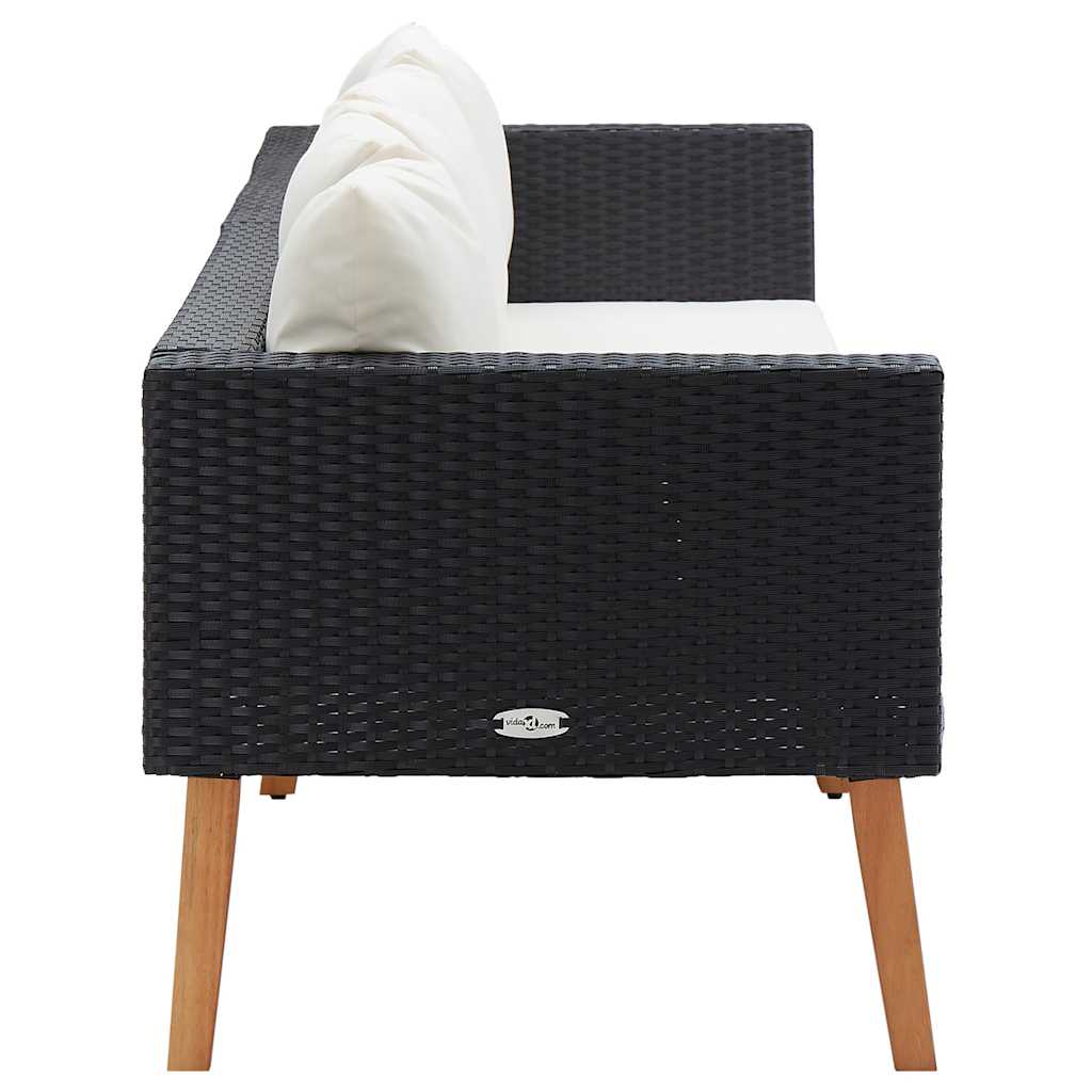 Καναπές Κήπου Τριθέσιος Μαύρος από Συνθετικό Ρατάν με Μαξιλάρια - PAKOBAZAAR