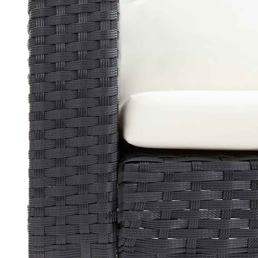 Καναπές Κήπου Τριθέσιος Μαύρος από Συνθετικό Ρατάν με Μαξιλάρια - PAKOBAZAAR