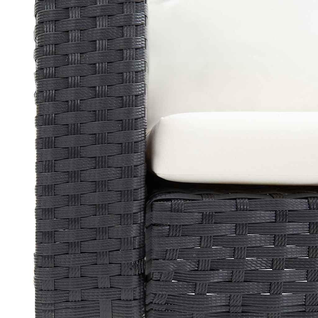 Πολυθρόνα Κήπου Μαύρη από Συνθετικό Ρατάν με Μαξιλάρια - PAKOBAZAAR