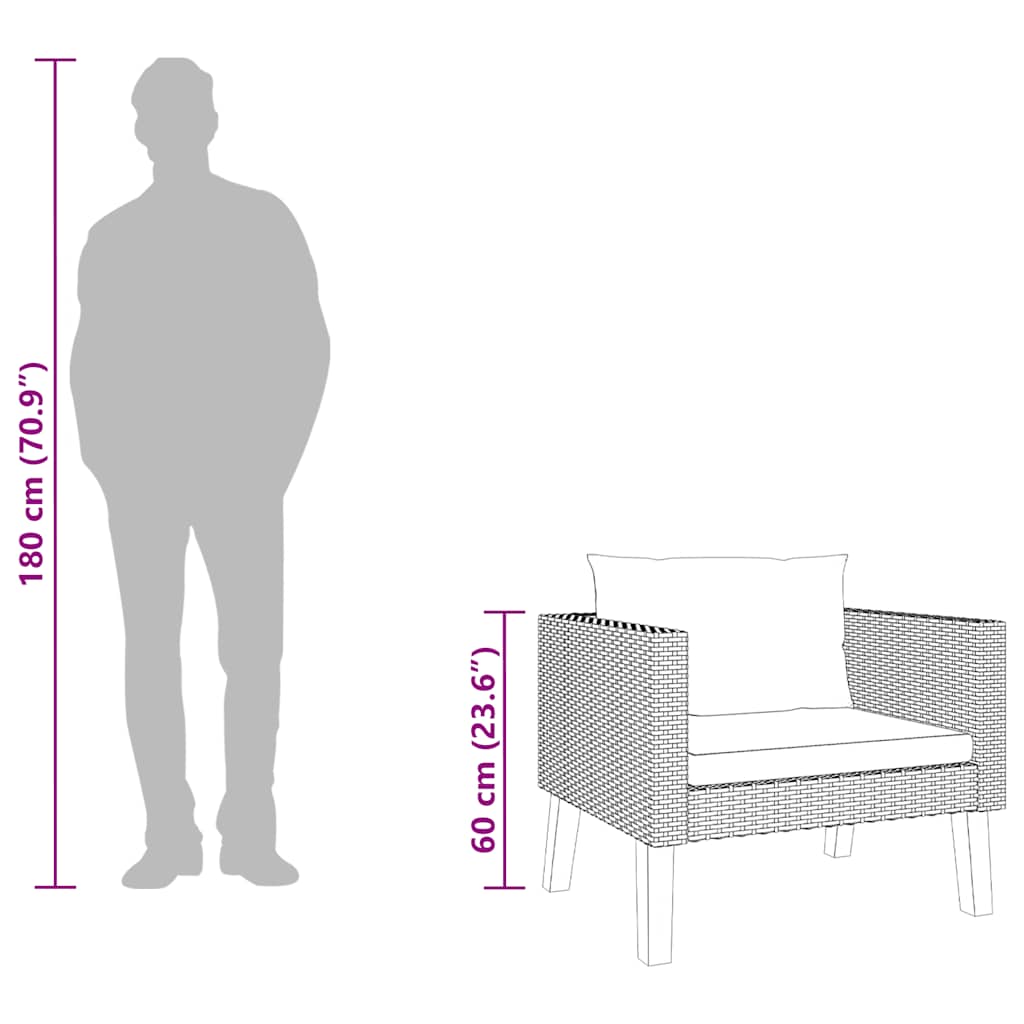 Πολυθρόνα Κήπου Μαύρη από Συνθετικό Ρατάν με Μαξιλάρια - PAKOBAZAAR