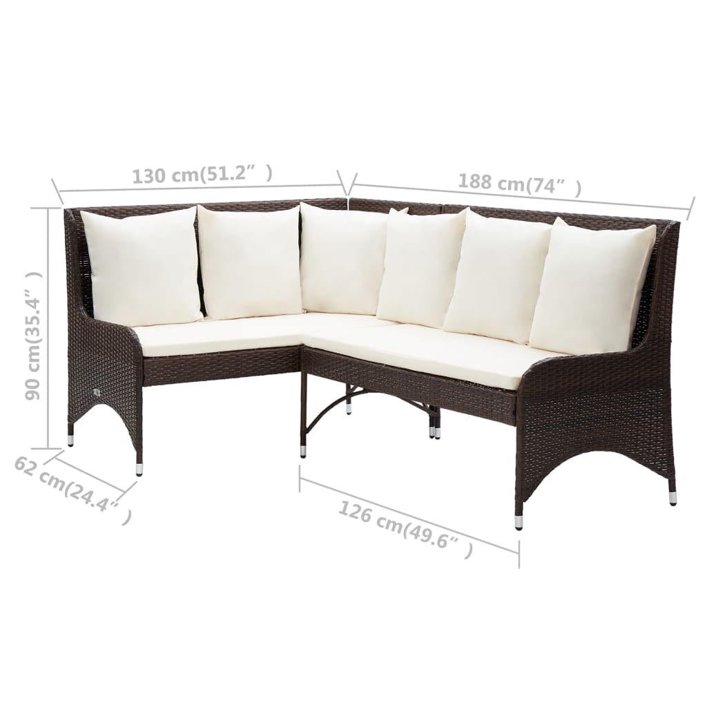 Καναπέδες Κήπου Γωνιακοί 2 τεμ. Καφέ από Συνθετικό Ρατάν - PAKOBAZAAR