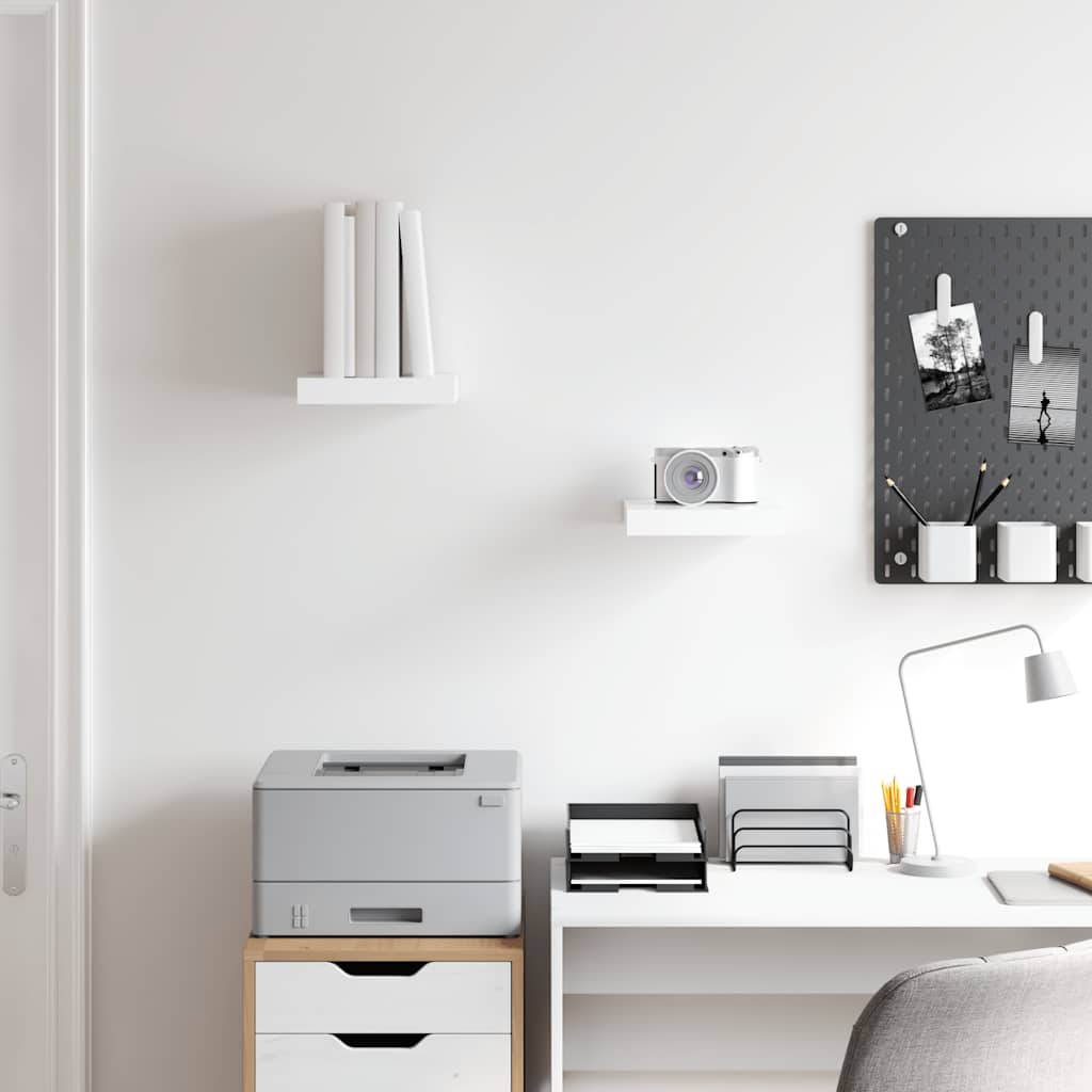 Ράφια Τοίχου Γυαλιστερά Άσπρα 2 Τεμάχια 23x23,5x3,8 εκ. MDF