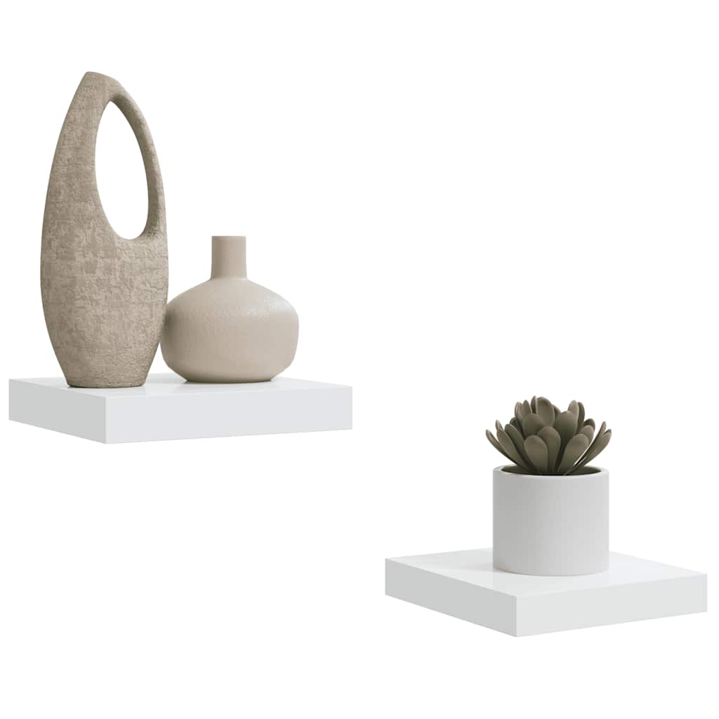 Ράφια Τοίχου Γυαλιστερά Άσπρα 2 Τεμάχια 23x23,5x3,8 εκ. MDF