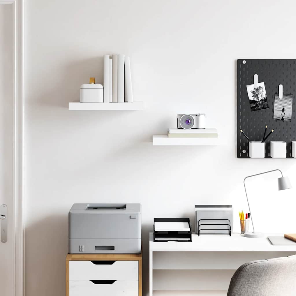 Ράφια Τοίχου Γυαλιστερά Άσπρα 2 Τεμάχια 40x23x3,8 εκ. MDF - Pakobazaar