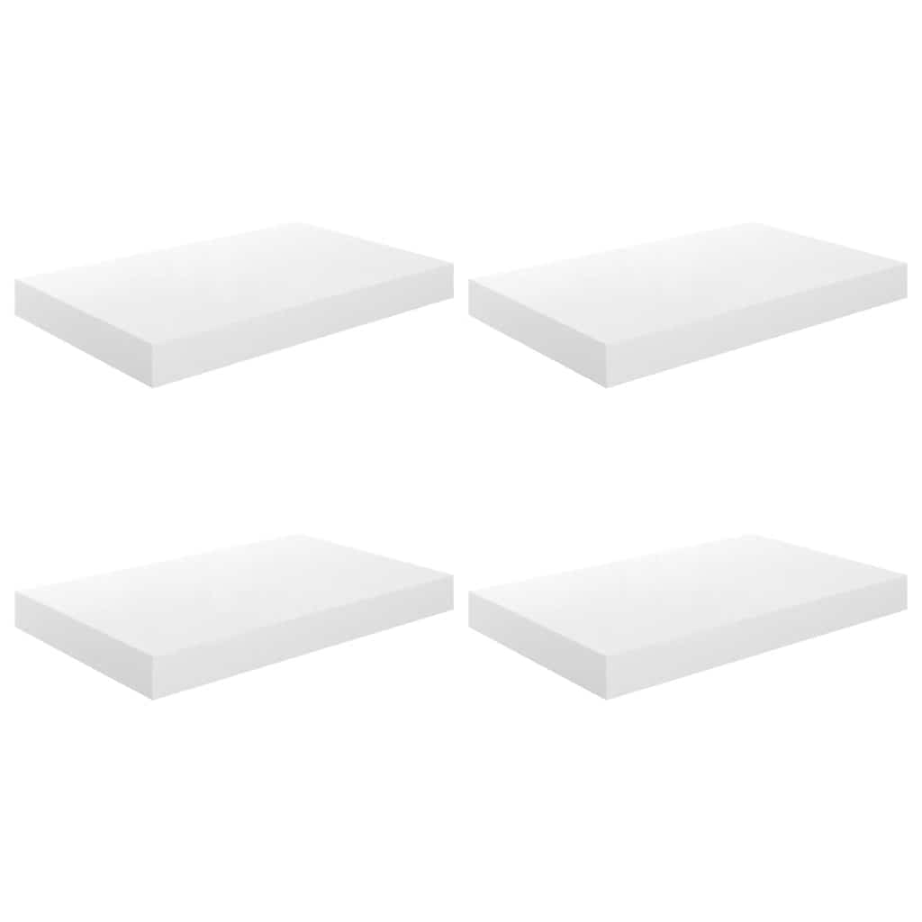 Ράφια Τοίχου Γυαλιστερά Άσπρα 4 Τεμάχια 40x23x3,8 εκ. MDF