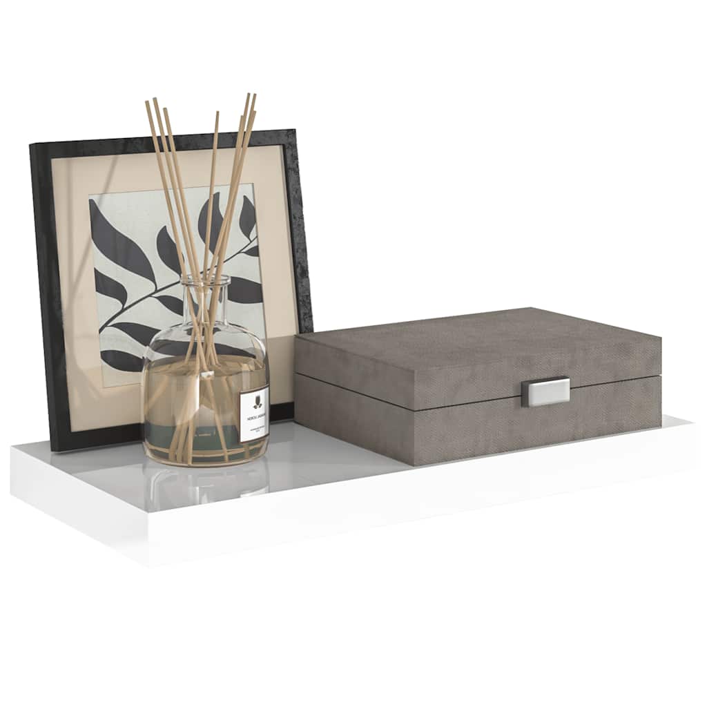 Ράφι Τοίχου Γυαλιστερό Άσπρο 50x23x3,8 εκ. MDF