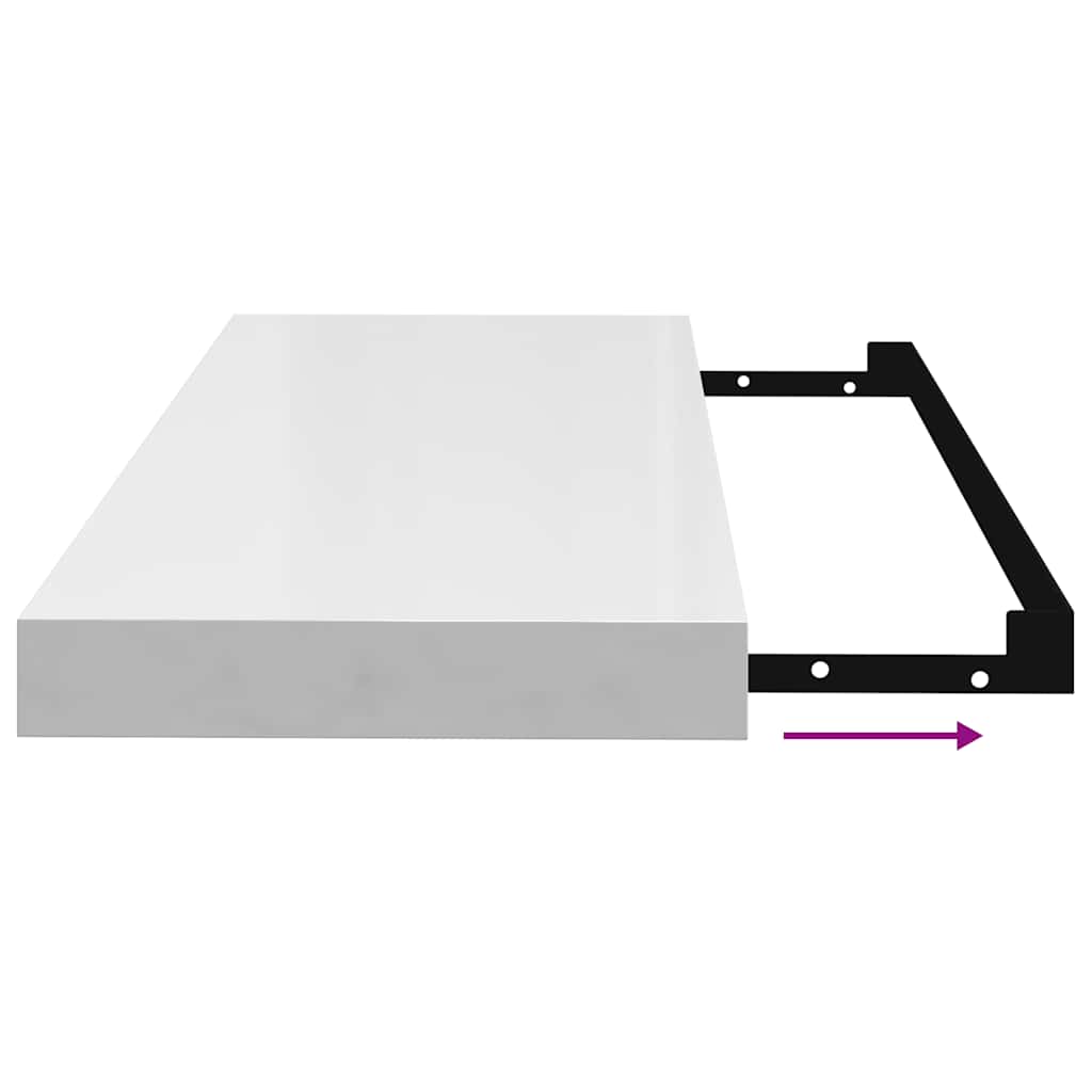 Ράφι Τοίχου Γυαλιστερό Άσπρο 60x23,5x3,8 εκ. MDF