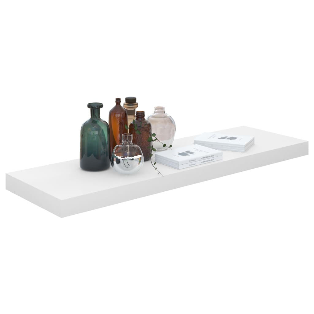 Ράφι Τοίχου Γυαλιστερό Άσπρο 80x23,5x3,8 εκ. MDF