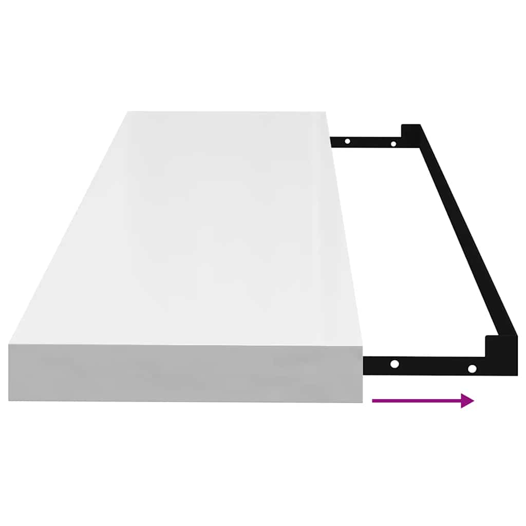 Ράφι Τοίχου Γυαλιστερό Άσπρο 80x23,5x3,8 εκ. MDF