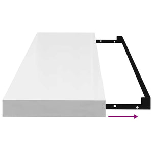 Ράφι Τοίχου Γυαλιστερό Άσπρο 80x23,5x3,8 εκ. MDF