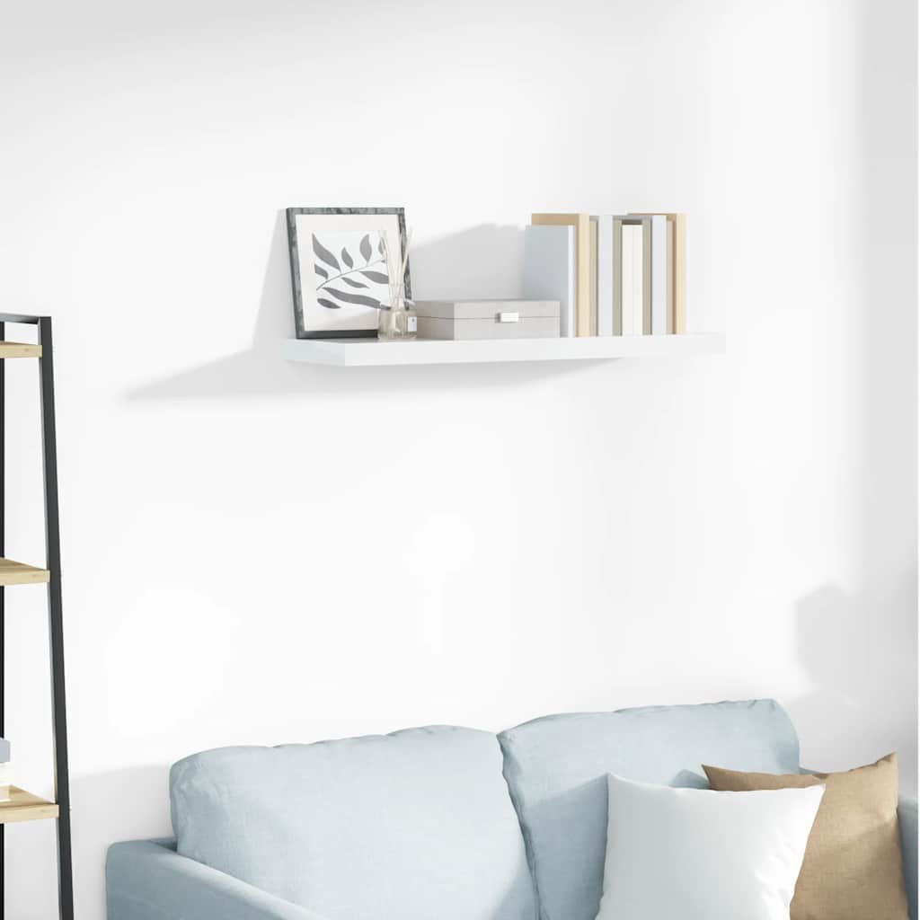 Ράφι Τοίχου Γυαλιστερό Άσπρο 80x23,5x3,8 εκ. MDF