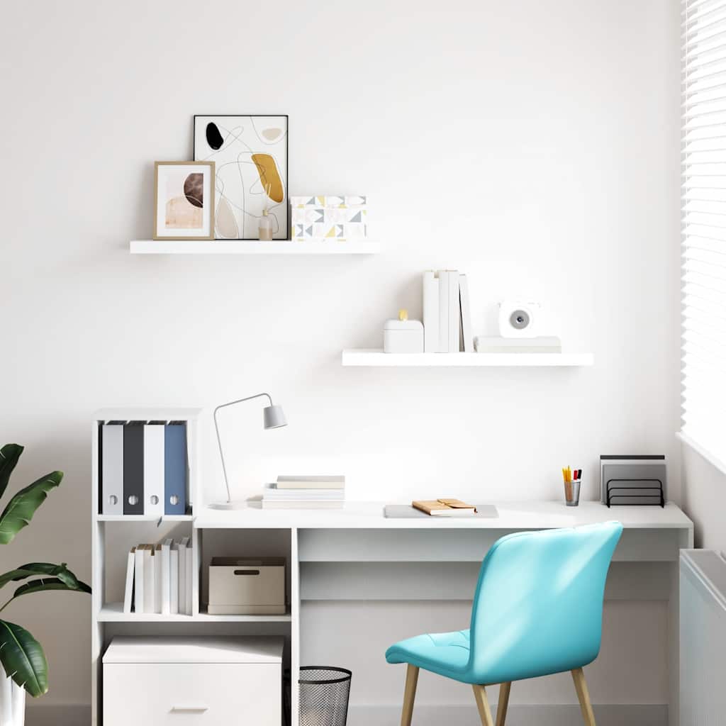 Ράφια Τοίχου Γυαλιστερά Άσπρα 2 Τεμάχια 80x23,5x3,8 εκ. MDF