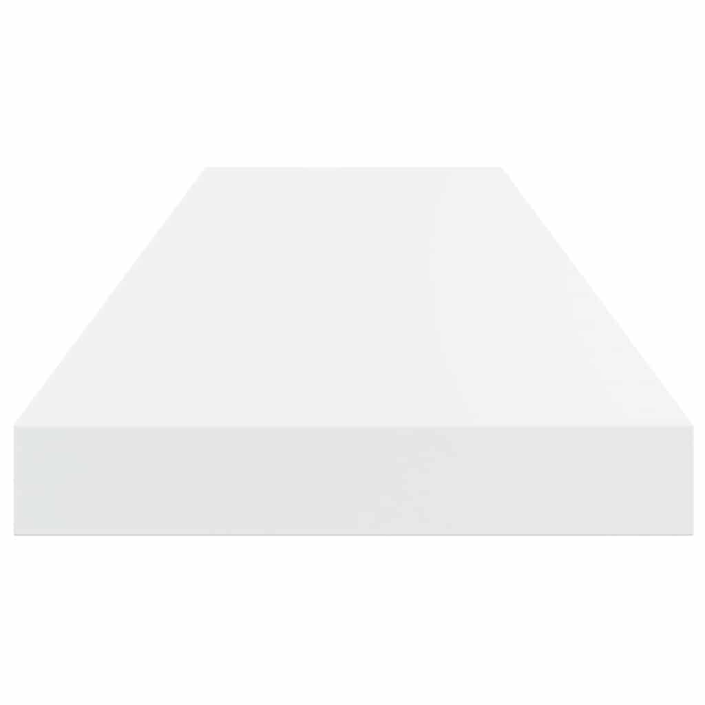 Ράφια Τοίχου Γυαλιστερά Άσπρα 2 Τεμάχια 80x23,5x3,8 εκ. MDF