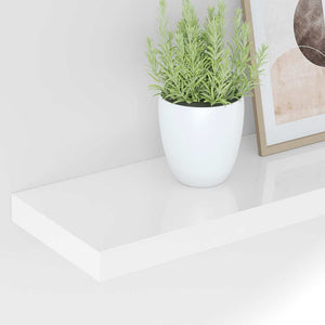 Ράφι Τοίχου Γυαλιστερό Άσπρο 90x23,5x3,8 εκ. MDF
