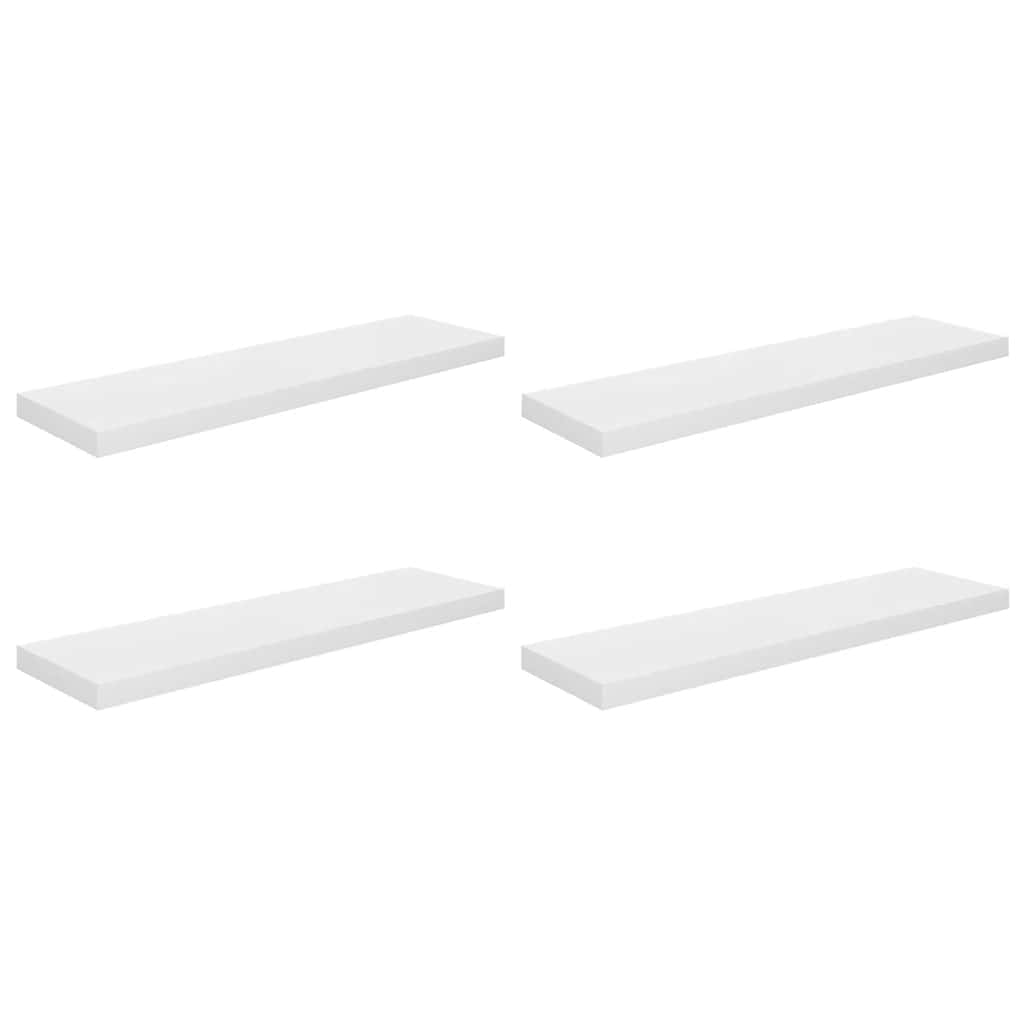 Ράφια Τοίχου Γυαλιστερά Άσπρα 4 Τεμάχια 90x23,5x3,8 εκ. MDF