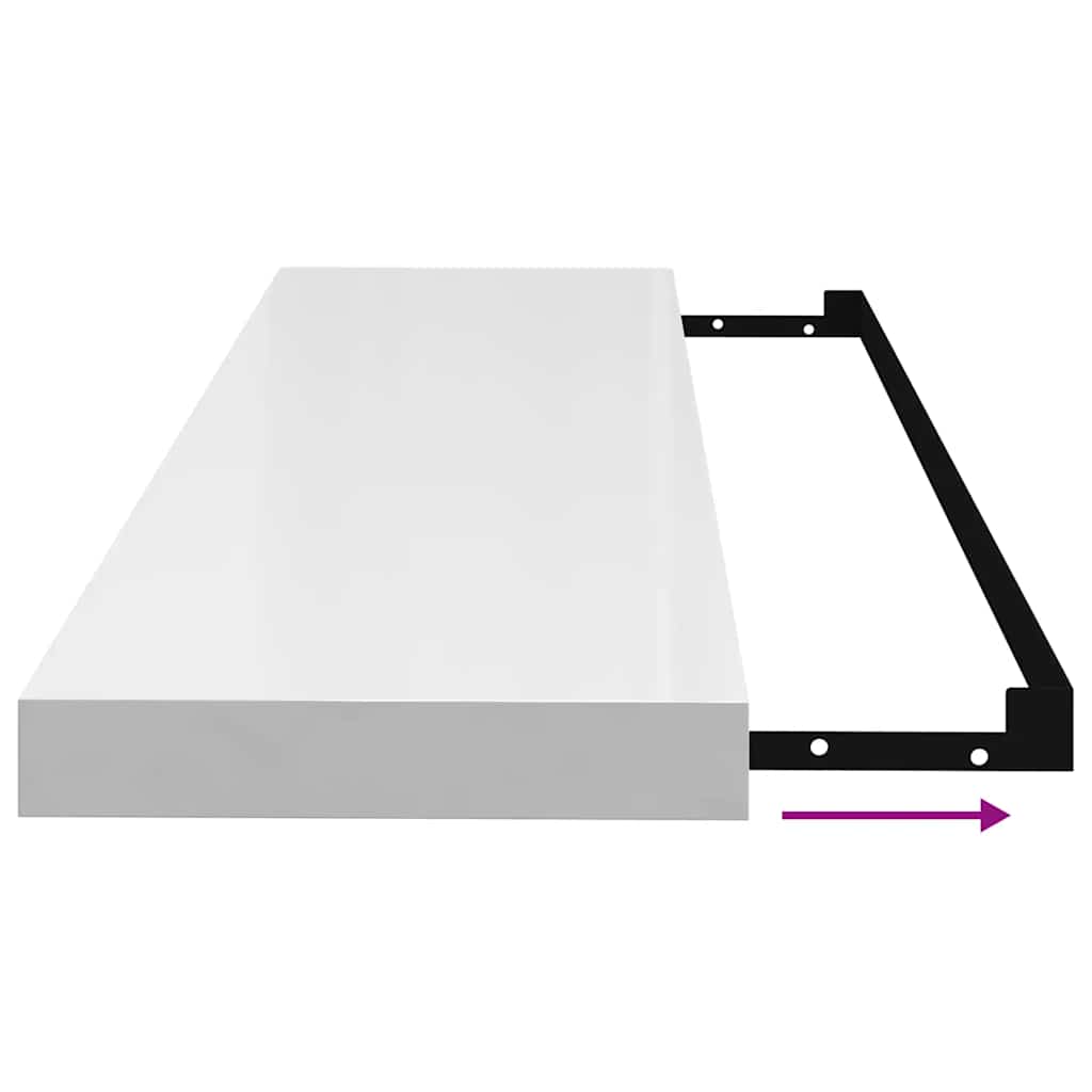 Ράφια Τοίχου Γυαλιστερά Άσπρα 4 Τεμάχια 90x23,5x3,8 εκ. MDF