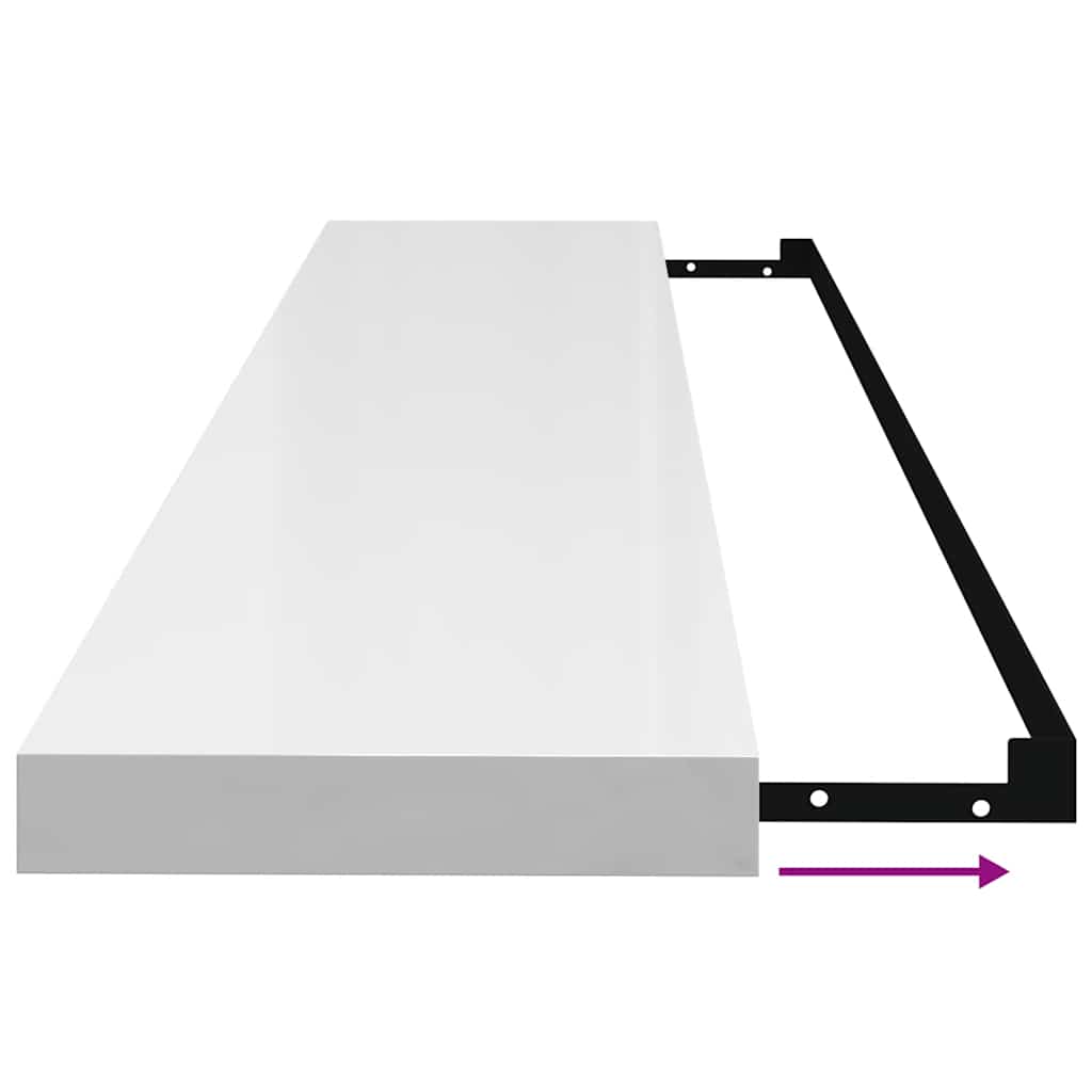 Ράφι Τοίχου Γυαλιστερό Άσπρο 120x23,5x3,8 εκ. MDF