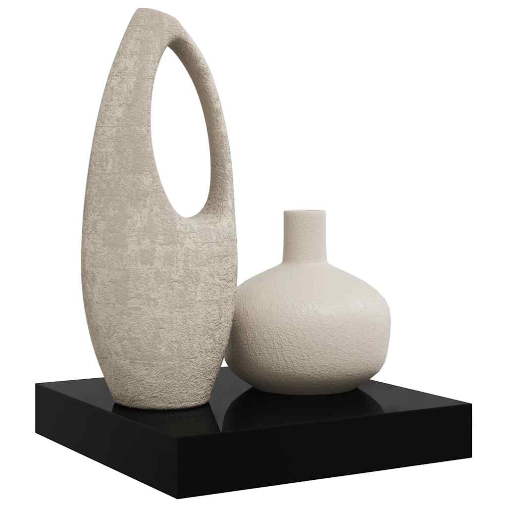 Ράφι Τοίχου Γυαλιστερό Μαύρο 23x23,5x3,8 εκ. MDF