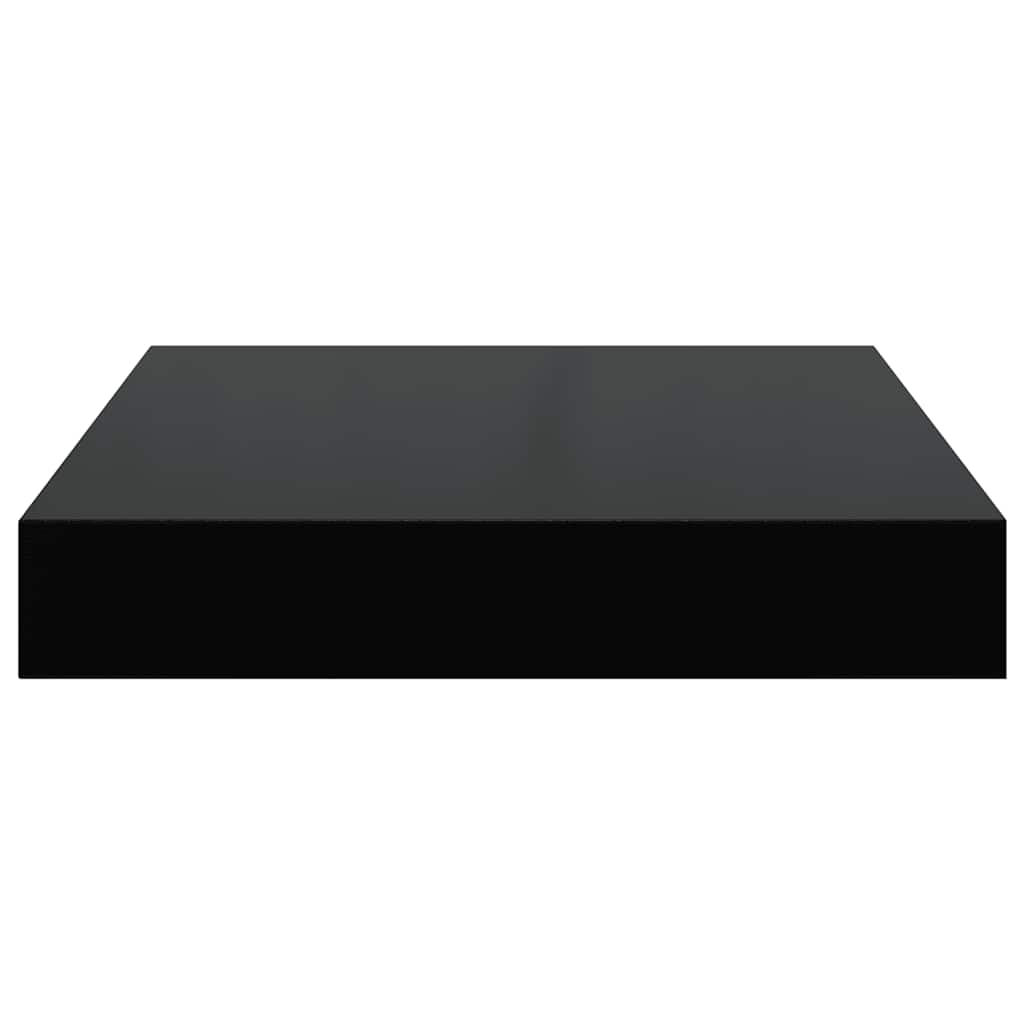Ράφι Τοίχου Γυαλιστερό Μαύρο 23x23,5x3,8 εκ. MDF