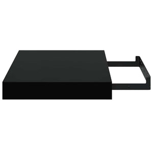 Ράφι Τοίχου Γυαλιστερό Μαύρο 23x23,5x3,8 εκ. MDF