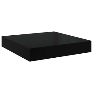 Ράφια Τοίχου Γυαλιστερά Μαύρα 4 Τεμάχια 23x23,5x3,8 εκ. MDF