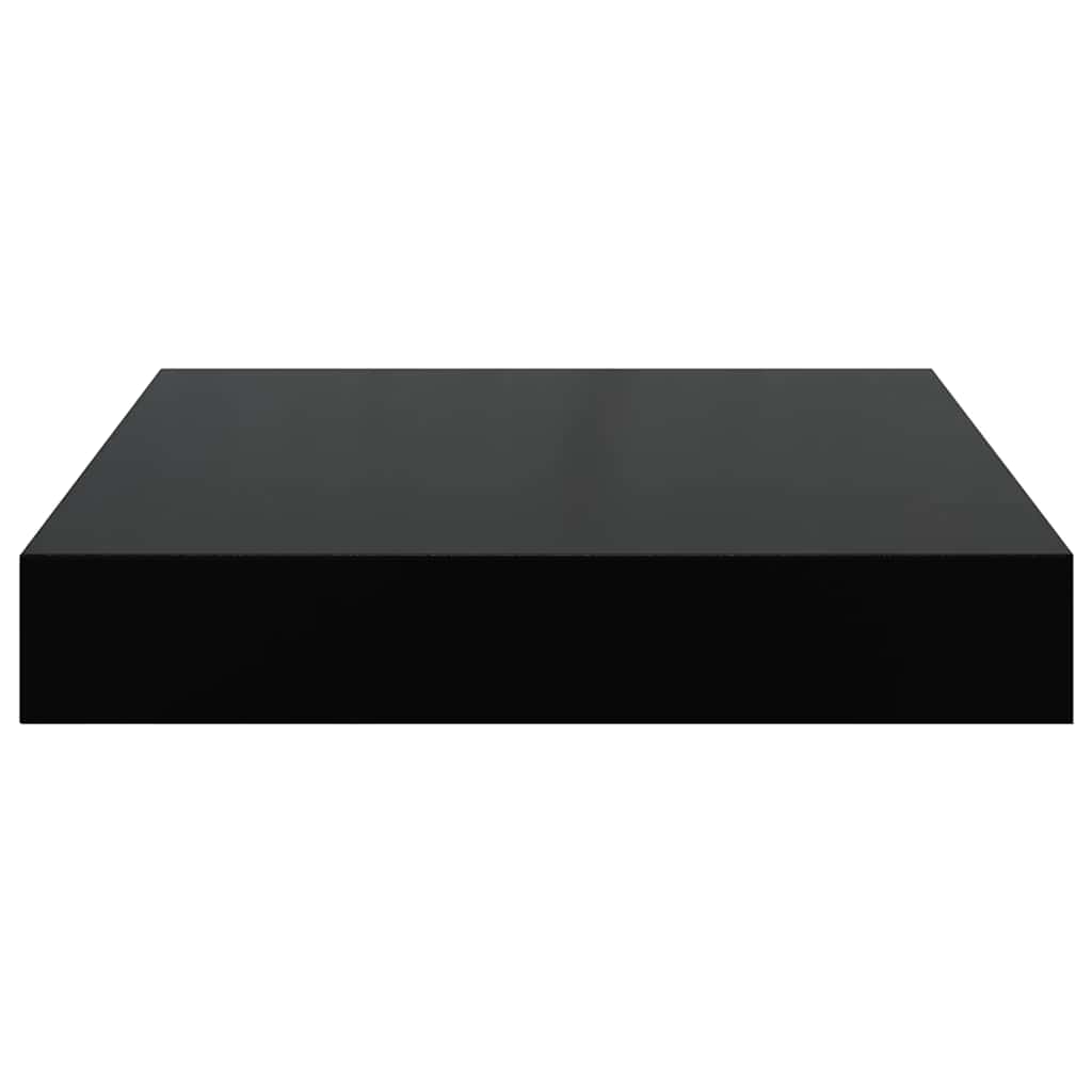 Ράφια Τοίχου Γυαλιστερά Μαύρα 4 Τεμάχια 23x23,5x3,8 εκ. MDF