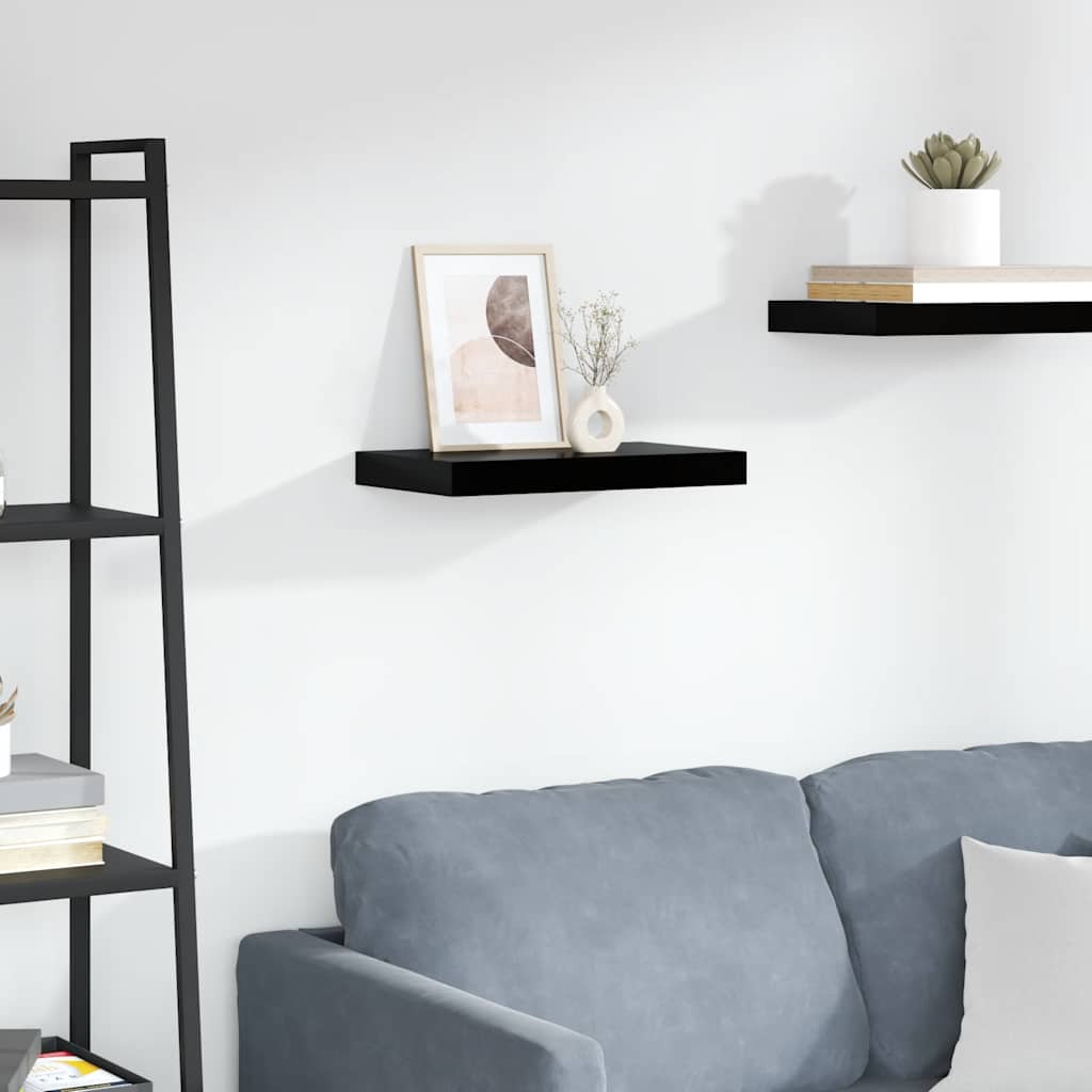 Ράφι Τοίχου Γυαλιστερό Μαύρο 40x23,5x3,8 εκ. MDF