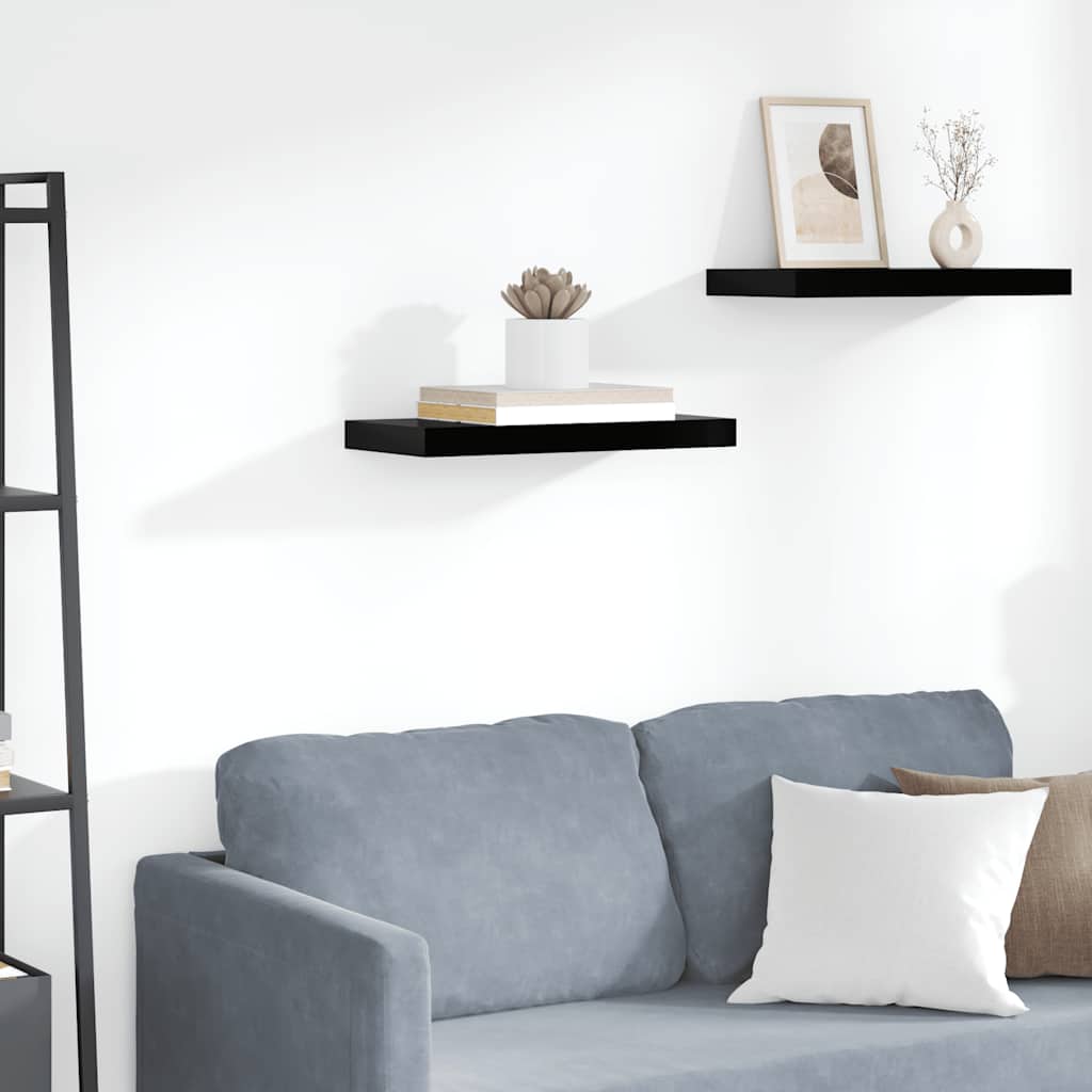 Ράφι Τοίχου Γυαλιστερό Μαύρο 50 x 23 x 3,8 εκ. MDF