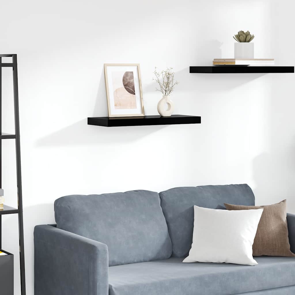 Ράφι Τοίχου Γυαλιστερό Μαύρο 60 x 23,5 x 3,8 εκ. MDF