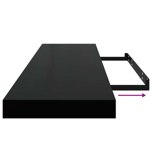 Ράφι Τοίχου Γυαλιστερό Μαύρο 90 x 23,5 x 3,8 εκ. MDF