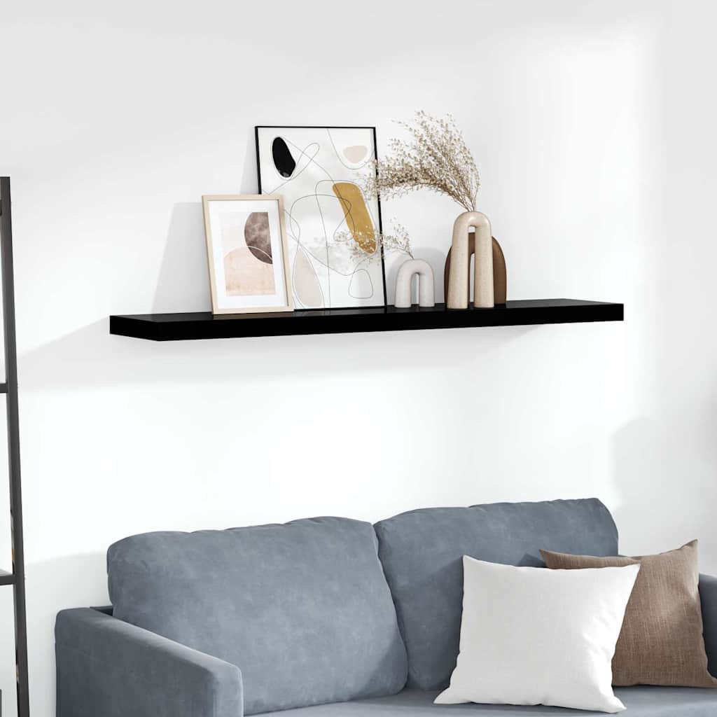Ράφι Τοίχου Γυαλιστερό Μαύρο 120x23,5x3,8 εκ. MDF