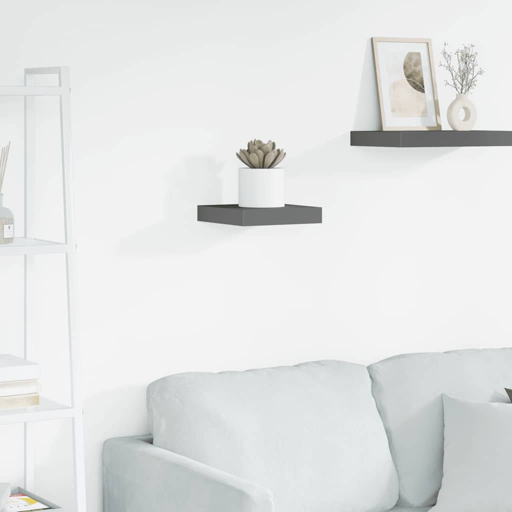 Ράφι Τοίχου Γυαλιστερό Γκρι 23x23,5x3,8 εκ. MDF